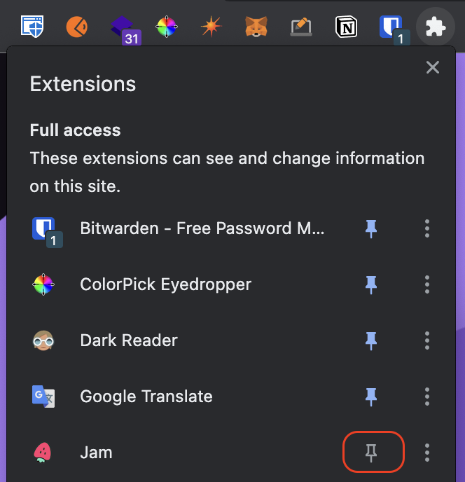 Pin extension